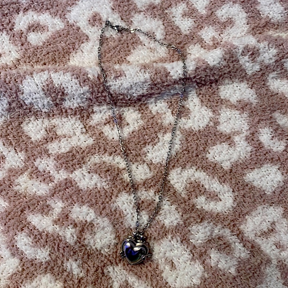 Silver locket charm necklace